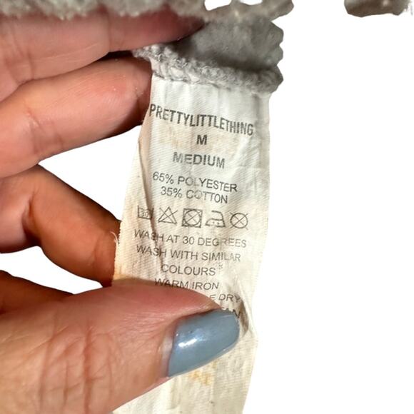 PrettyLittleThing Gray Mock Neck Long Sleeve 1/2 Zip Sweatshirt Women Sz M - Picture 10 of 10